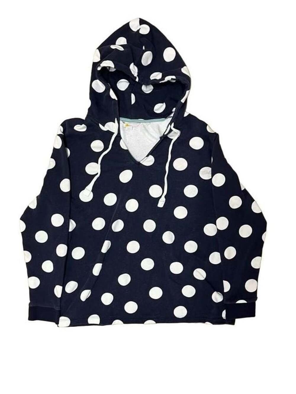 Boden Polka Dot Hoodie Size XL Navy Blue White Sweatshirt